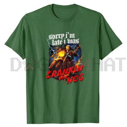 "Crankin My Hog" Horror Skeleton T-Shirt