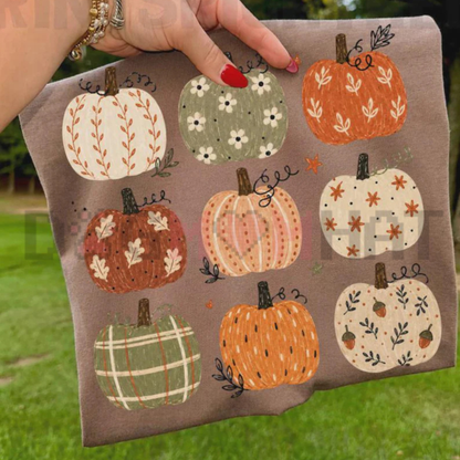 Autumn Pumpkins Ready To Press Heat Transfer Film - Direct To Film Graphic Paper For Fall Shirts