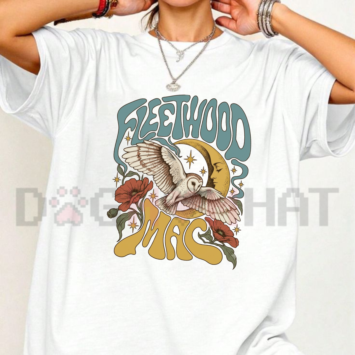 Fleetwood Mac Celestial Owl Vintage 70s Rock Band Graphic T-Shirt
