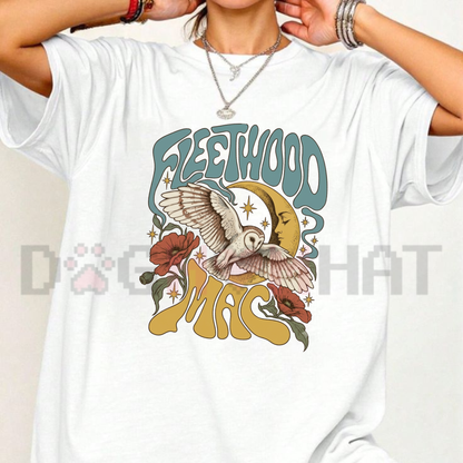 Fleetwood Mac Celestial Owl Vintage 70s Rock Band Graphic T-Shirt