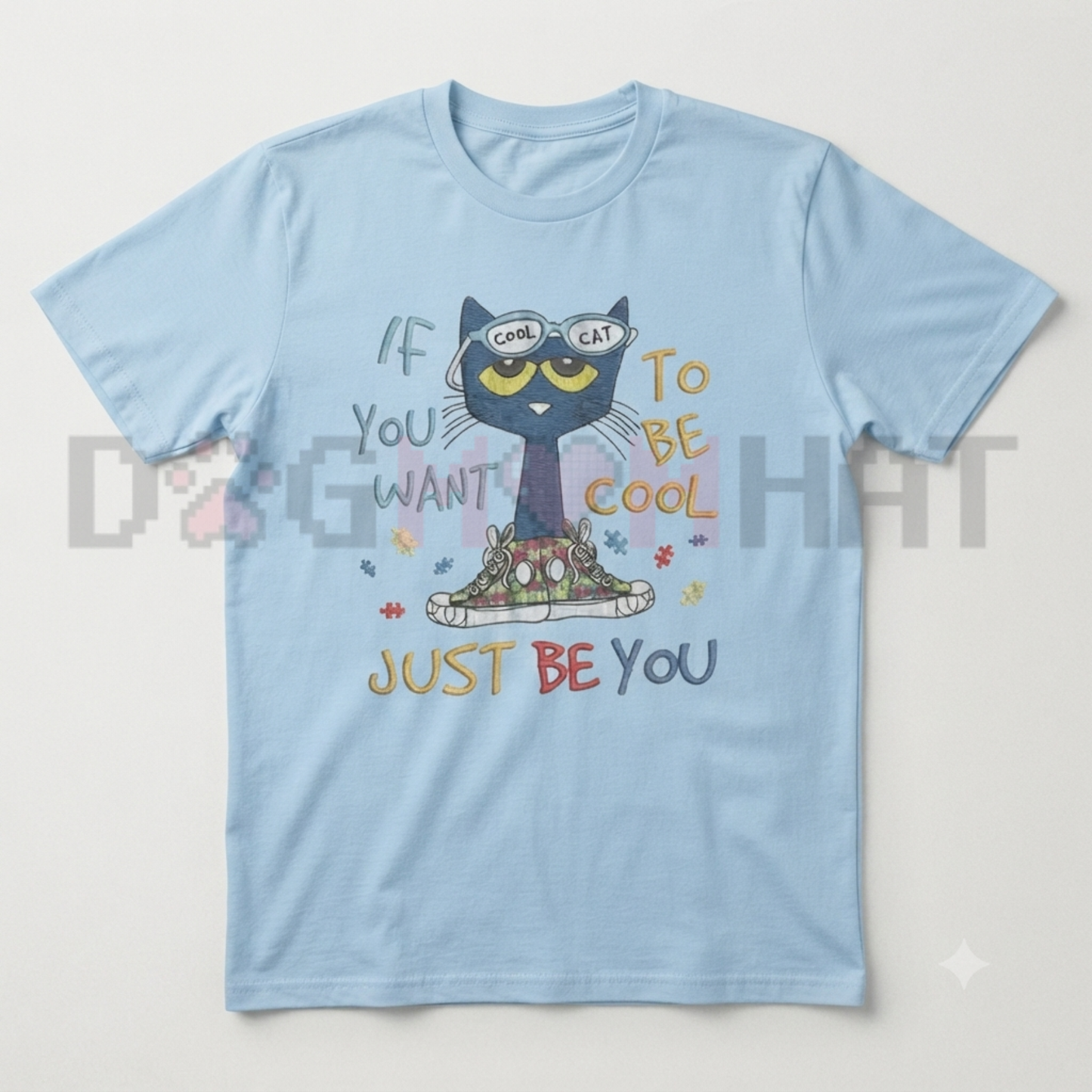 Cool To Be Yourself Emo Feline Graphic Tee - Vintage Grunge Y2K Cartoon Cotton Streetwear Shirt