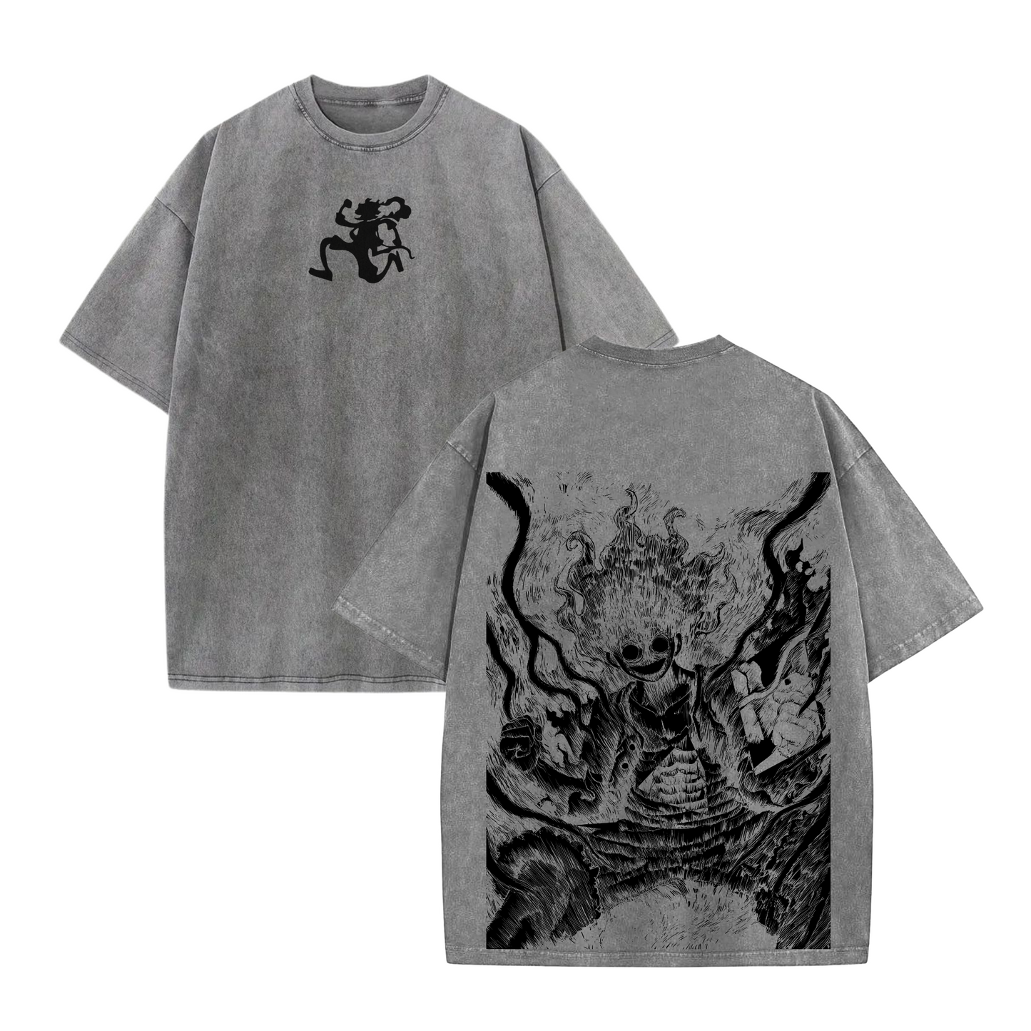Lufi JoiBoy T-Shirt – Retro Vintage Unisex Anime Manga Acid Washed Cotton Tee, Gift for Anime Fans