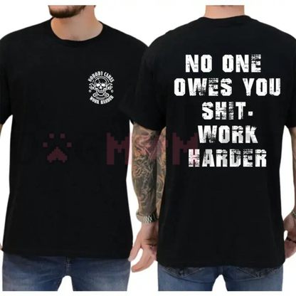 Relentless Grinder Work Harder Skull Graphic Tee - Bold Motivation Streetwear Cotton Menswear T-Shirt