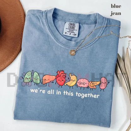 "We're All In This Together" Cute Organ Anatomy Graphic T-Shirt