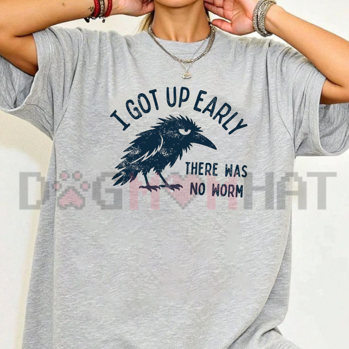 "Grumpy Crow I Got Up Early No Worm" Humor Graphic T-Shirt