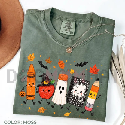 "Cute Spooky School Doodles Ghost Teacher" Halloween T-Shirt