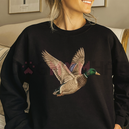 Flying Mallard Graphic Top - Vintage Outdoor Waterfowl Sweatshirt
