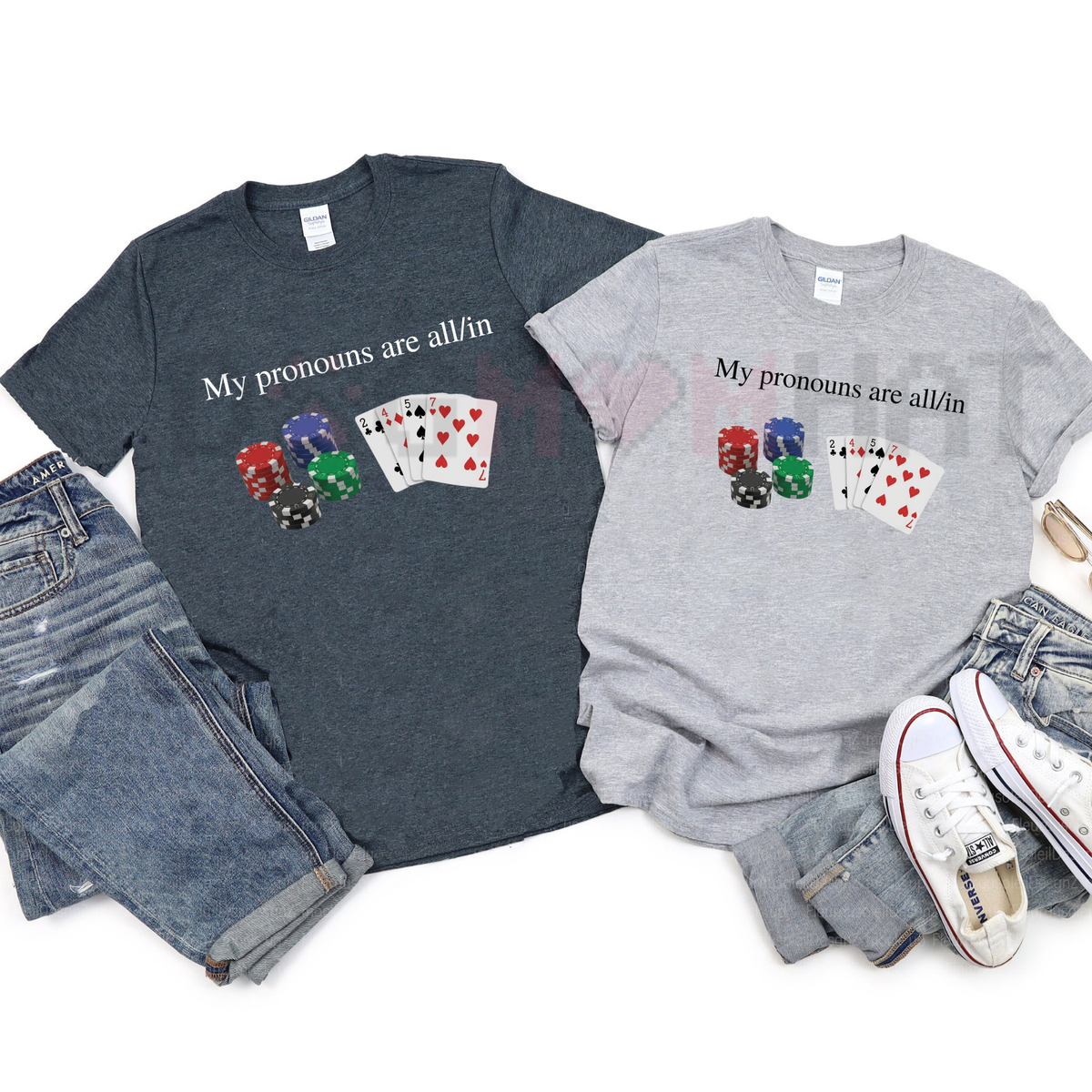 My Pronouns Are All In Funny Poker Casino Graphic T-Shirt