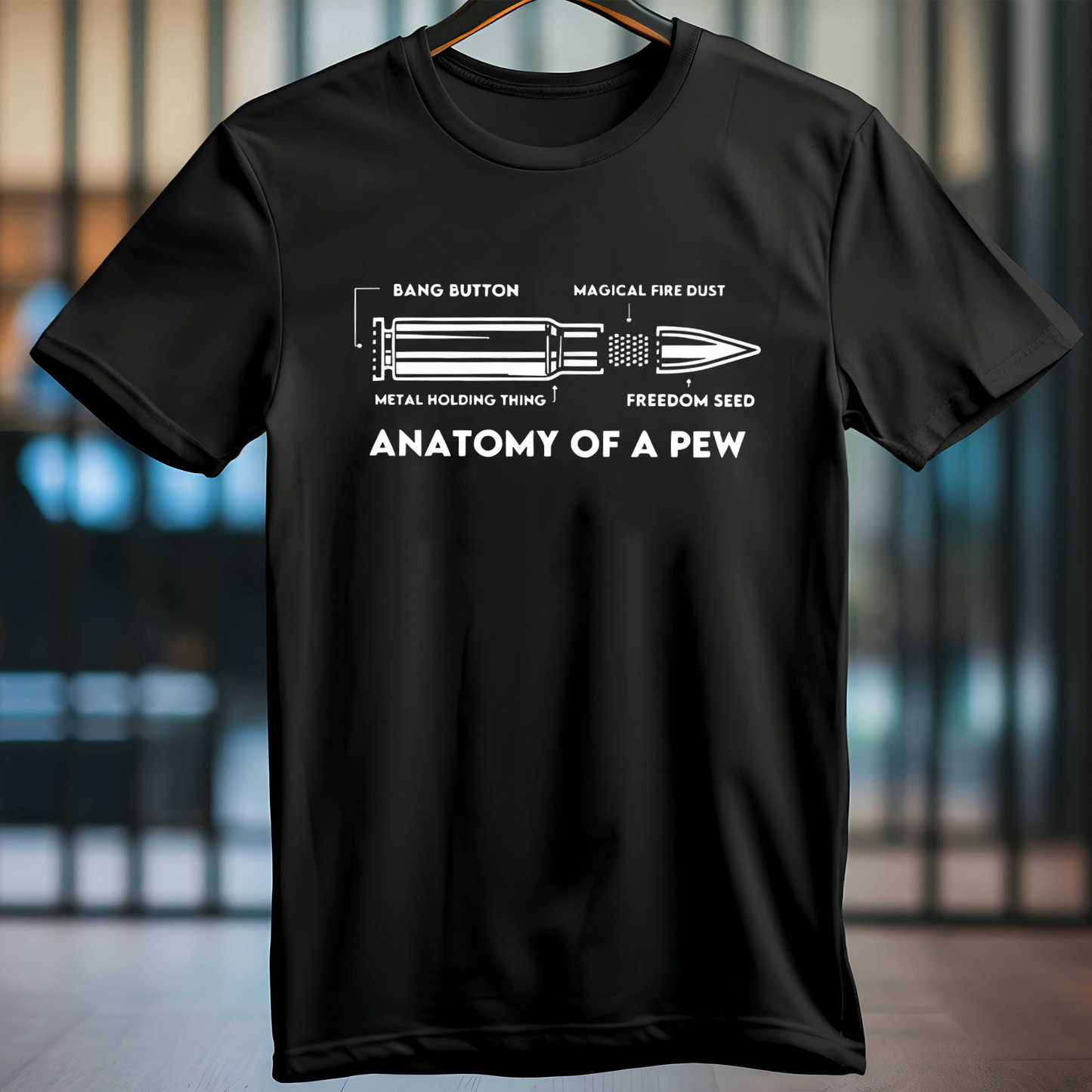 "Anatomy of a Pew" Funny Gun Humor T-Shirt