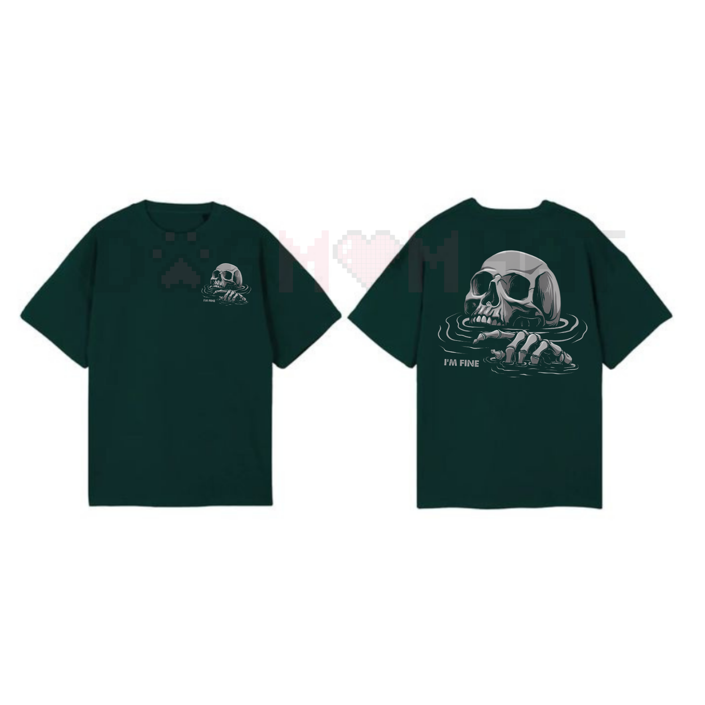 "I'M FINE" Drowning Skull T-Shirt – Dark Humor Graphic Tee