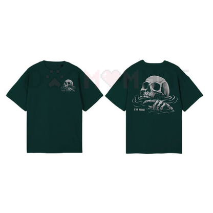 "I'M FINE" Drowning Skull T-Shirt – Dark Humor Graphic Tee