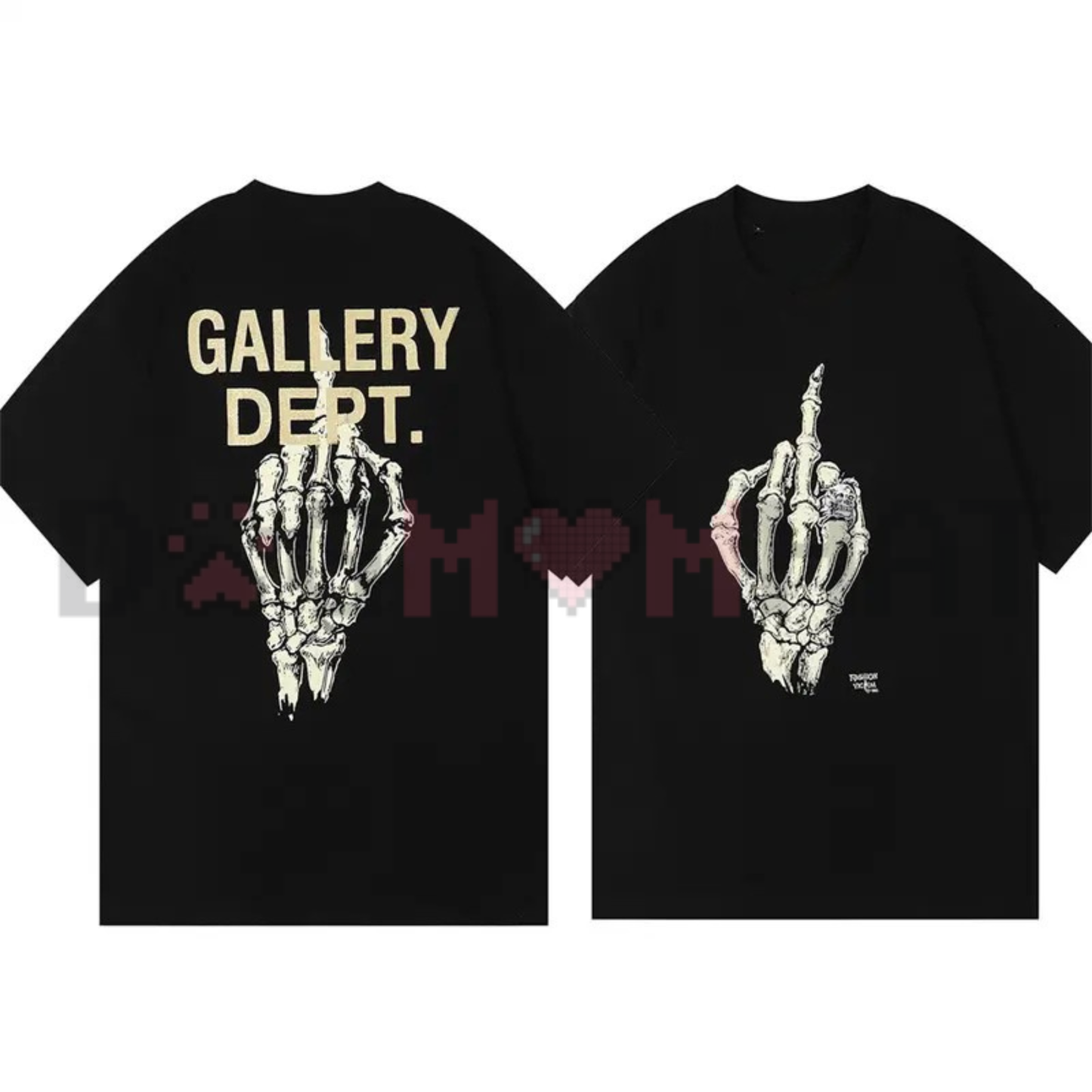 Gallery Dept Classic Letter Slogan Skull Hand Graphic Tee - Gothic Bone Print Cotton Unisex Casual Streetwear T-Shirt