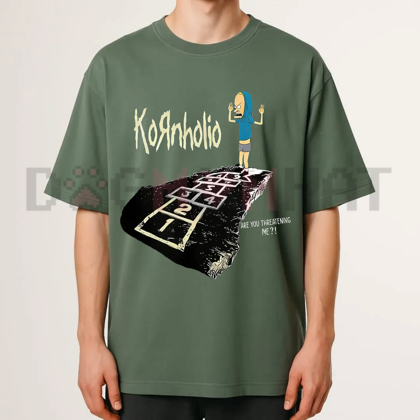 The Great Kornholio Parody Graphic Tee - Retro 90s Cartoon Heavyweight Unisex Cotton Streetwear Shirt