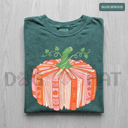 Book Pumpkin T-Shirt - Cozy Bookish Fall Reader Graphic Tee
