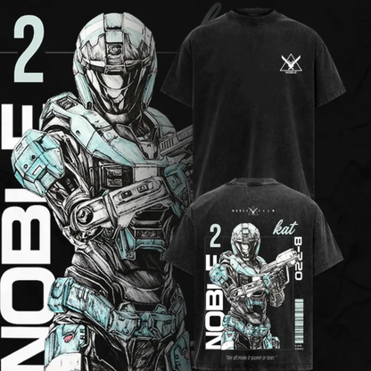 Reach Defenders Noble Team V3 Graphic Tee - Acid Wash Halo Gaming Oversized Shirt