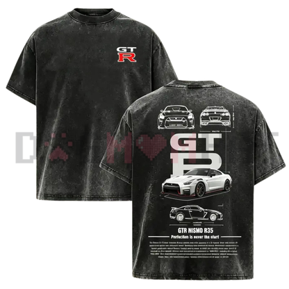 Vintage Washed GTR R35 JDM Racing Graphic Tee - Retro Y2K Soft Cotton Unisex Car Guy Streetwear T-Shirt
