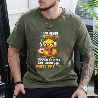 5 Personalities Morning Mood Graphic T-Shirt