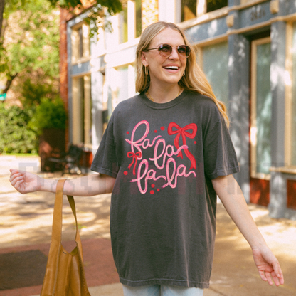 Festive Friction Tee – "Fa La La" Trendy Retro Christmas Graphic Shirt