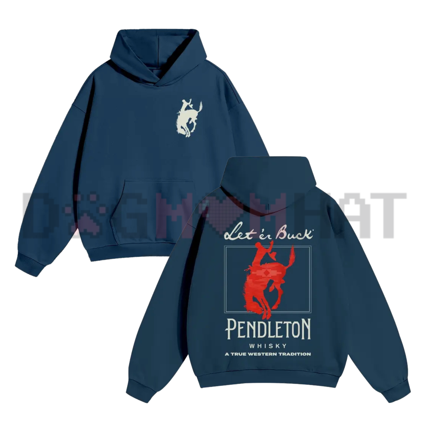 Let Er Buck Western Rodeo Graphic Hoodie - Vintage Cowboy Soft Cotton Unisex Oversized Streetwear Pullover