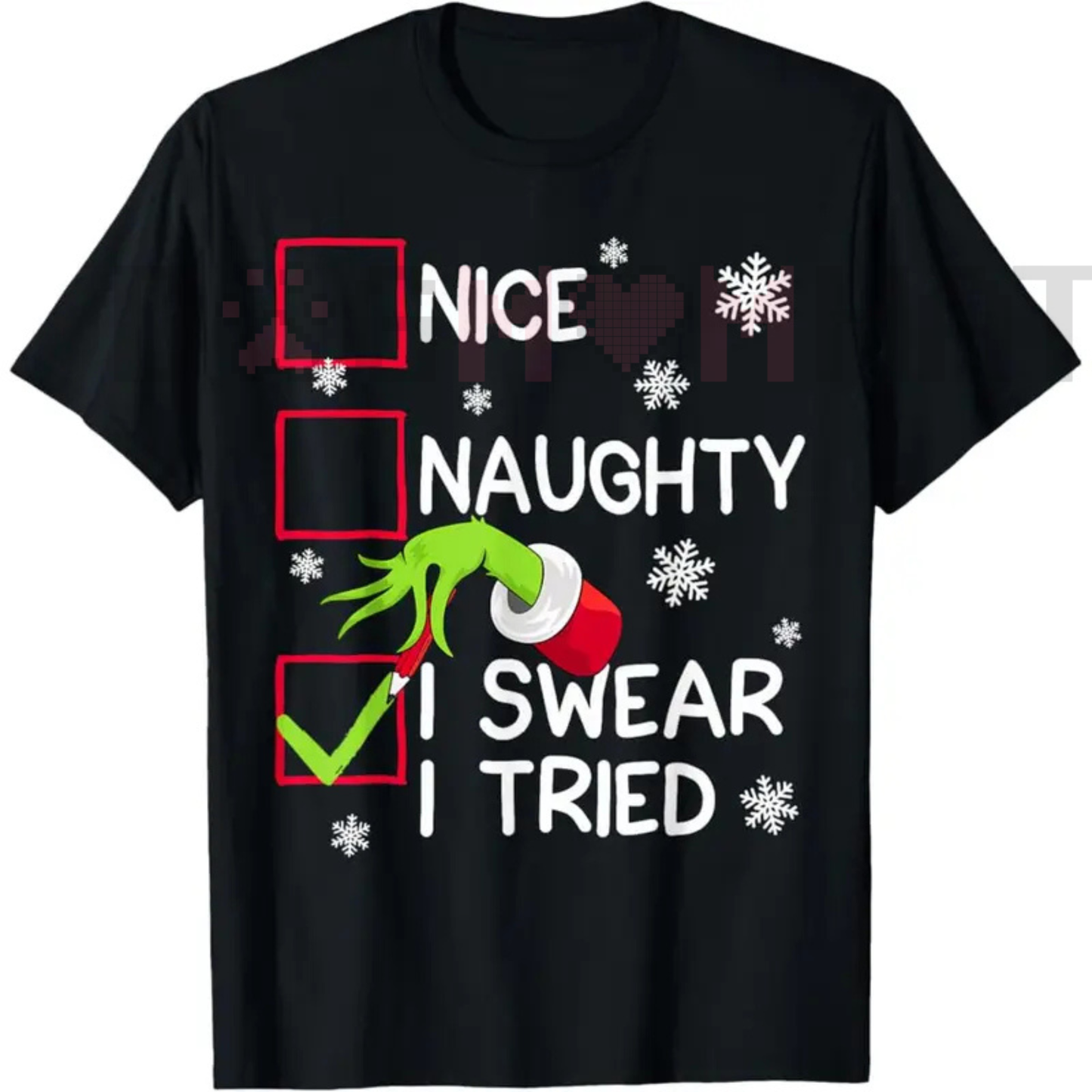 Groovy Naughty "I Swear I Tried" Christmas Holiday Unisex Tee