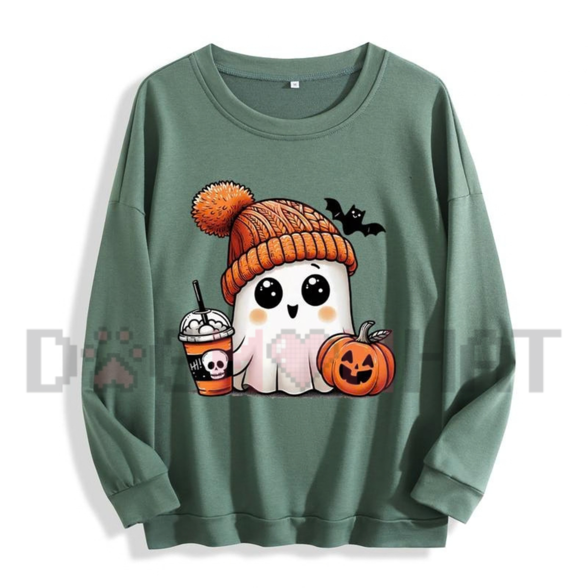 Cute Ghost Iced Coffee Fall Spooky Graphic Sweatshirt