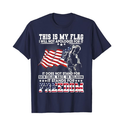 Vintage Patriotic American Flag & Soldier T-Shirt – "Stand for Freedom" Bold Slogan
