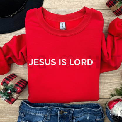 JESUS IS LORD Sweatshirt – Bold Christian Faith Statement Religious Scripture Jumper