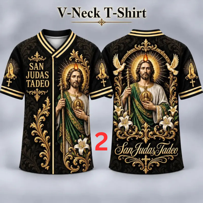 Men's San Judas Tadeo Graphic V-Neck Tee