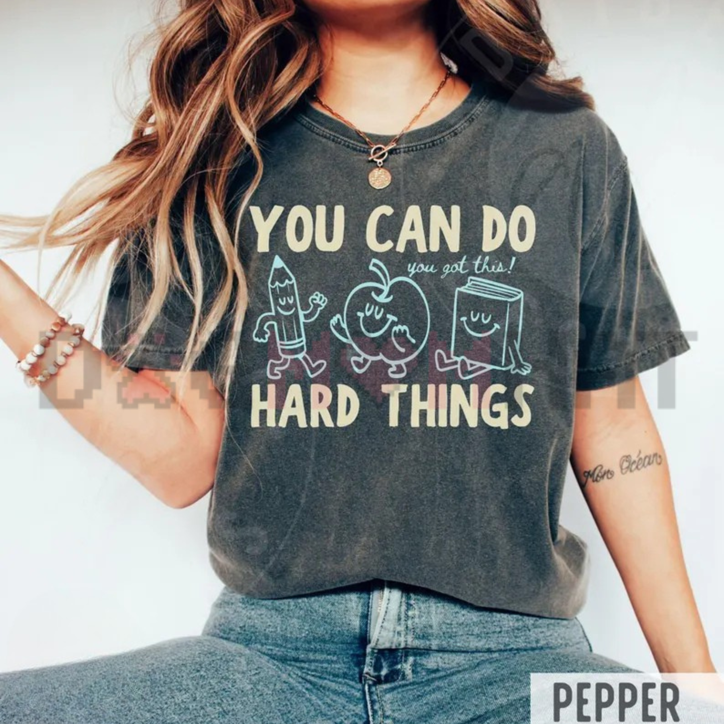 Comfort Colors® "You Can Do Hard Things" Motivational T-Shirt - Cute Retro Doodles Teacher & Student Growth Mindset Tee