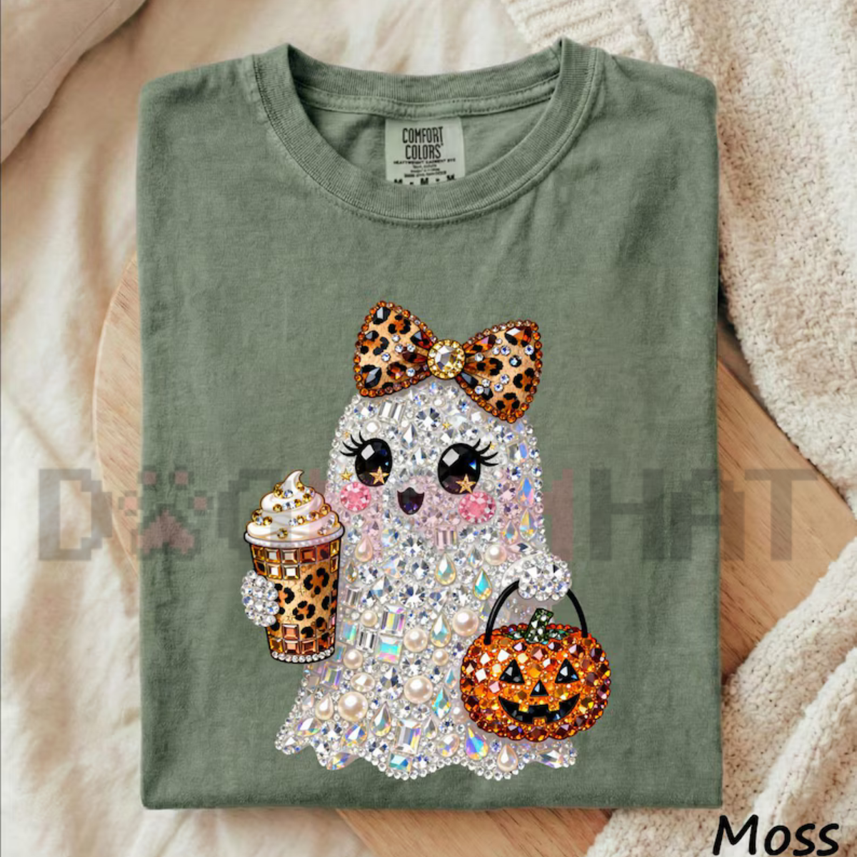 Comfort Colors® Sparkly Glam Ghost Halloween Shirt – Cute Girly Spooky Season Tee