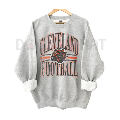 Team Football ASH GREY Crewneck Sweatshirt – Vintage Throwback Game Day Pullover