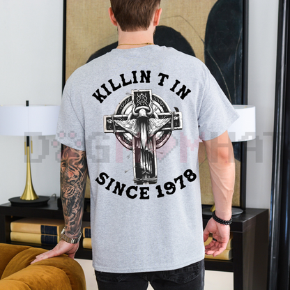 "KILLIN T IN SINCE 1978" T-Shirt – Sheep Horns Wizard Edgy Fantasy Metal Graphic Tee