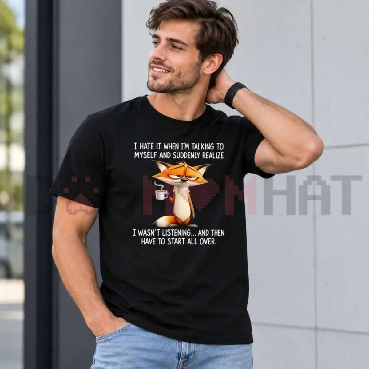 "Talking To Myself Funny Fox" Sarcastic Graphic T-Shirt