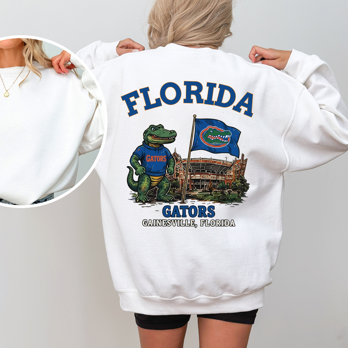 Vintage College Mascot Back Print Black Sweatshirt - Retro University Stadium Graphic Crewneck