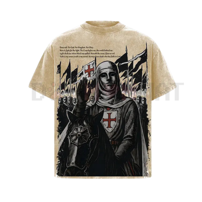 Retro Baldwin IV "The Leper King" Crusader T-Shirt – Vintage Washed Medieval Christian Streetwear
