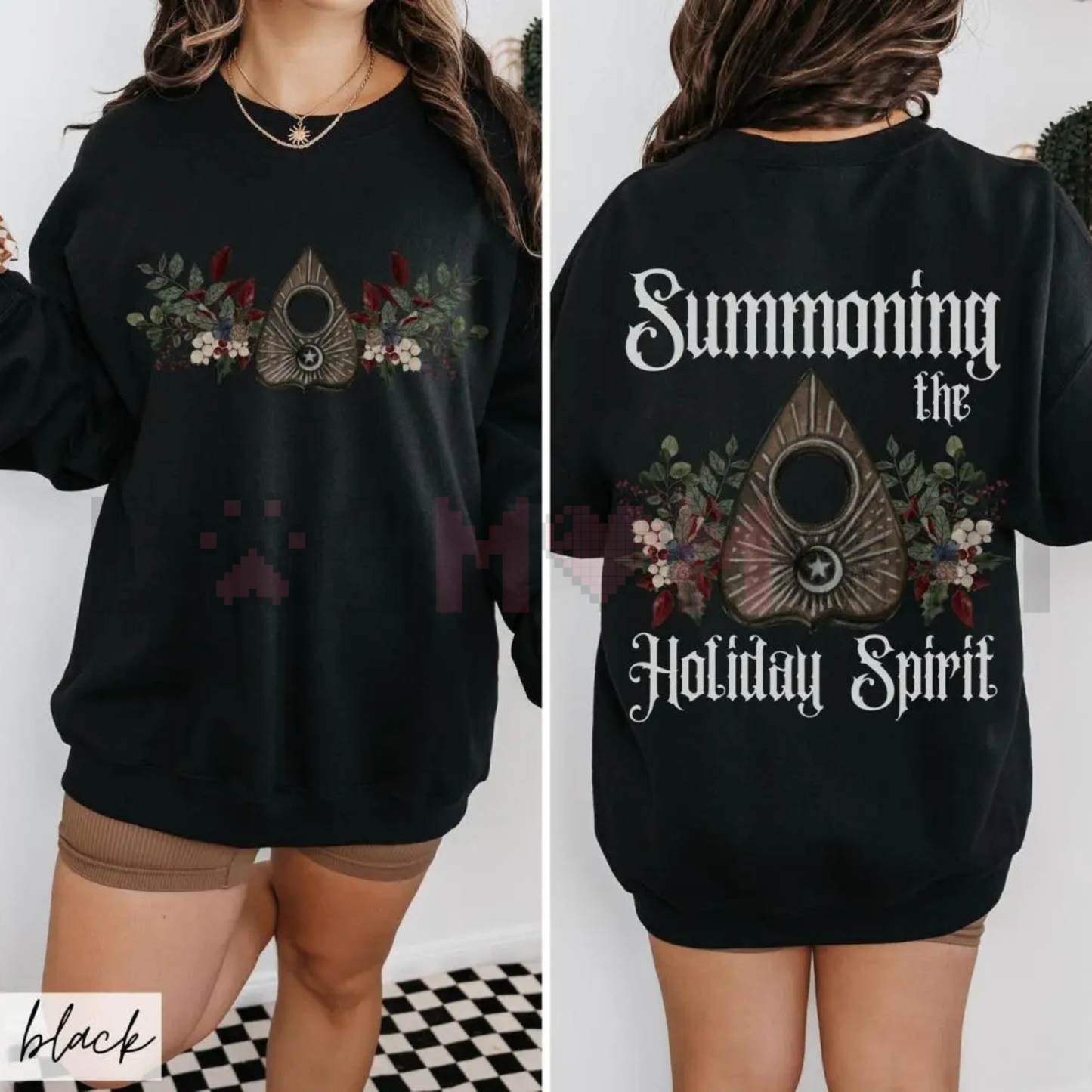 Gothic Cottagecore Holiday Séance Ouija Board Christmas Sweatshirt