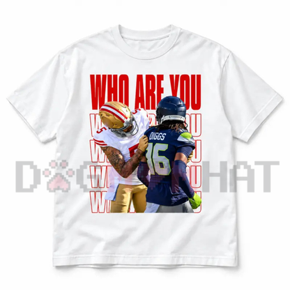 Game Day Rivalry Question Tee – Bold Red Lettering Football Fan Top