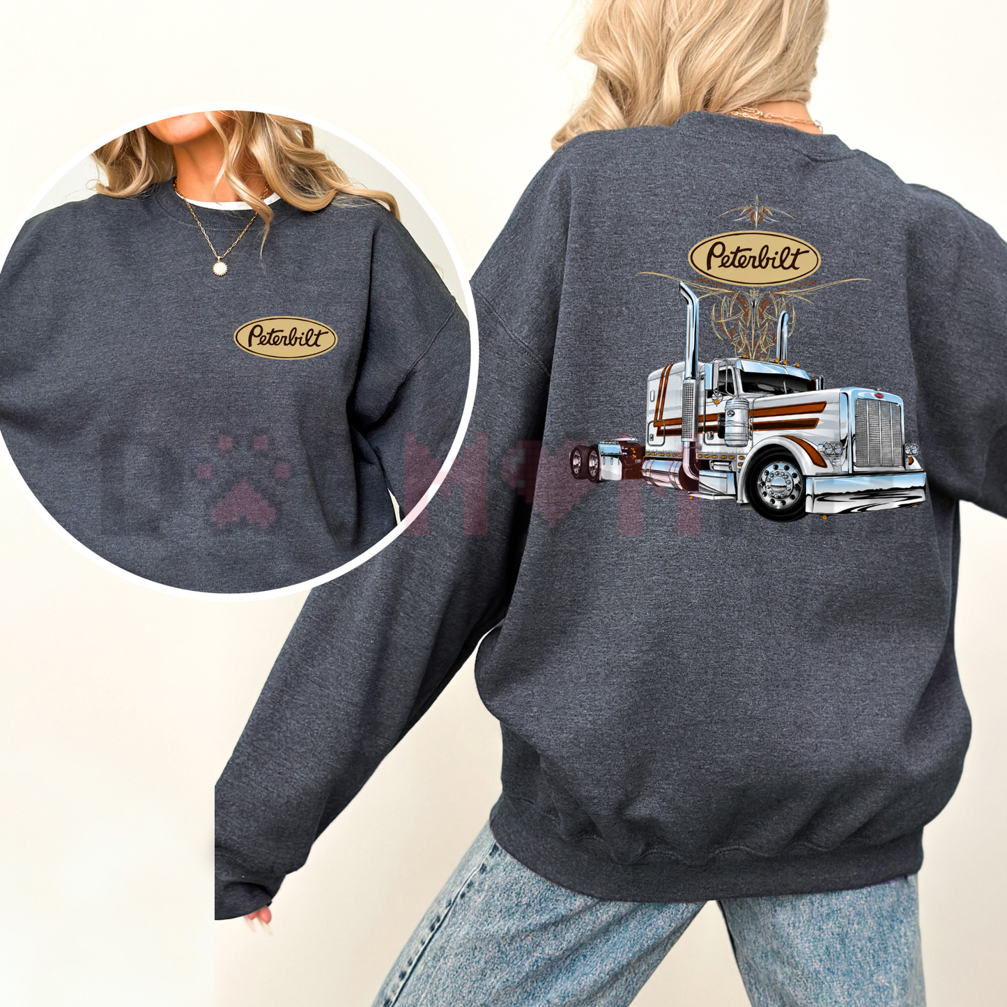 Classic Peterbilt Truck Graphic Sweatshirt - Vintage Semi-Truck Pullover