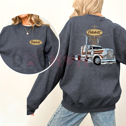 Classic Peterbilt Truck Graphic Sweatshirt - Vintage Semi-Truck Pullover