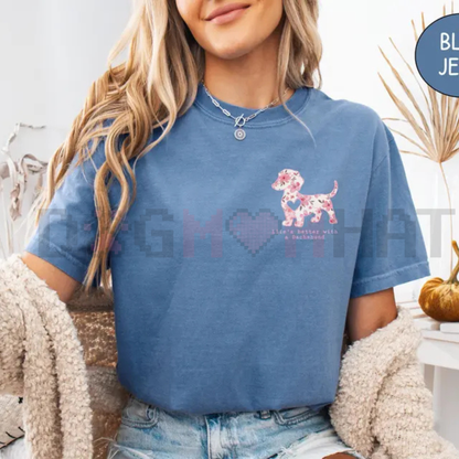 Comfort Colors Dachshund Floral T-Shirt