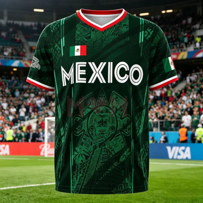 Mexico Chichen Itza Pyramid Retro Soccer Jersey - All Over Print Sportswear