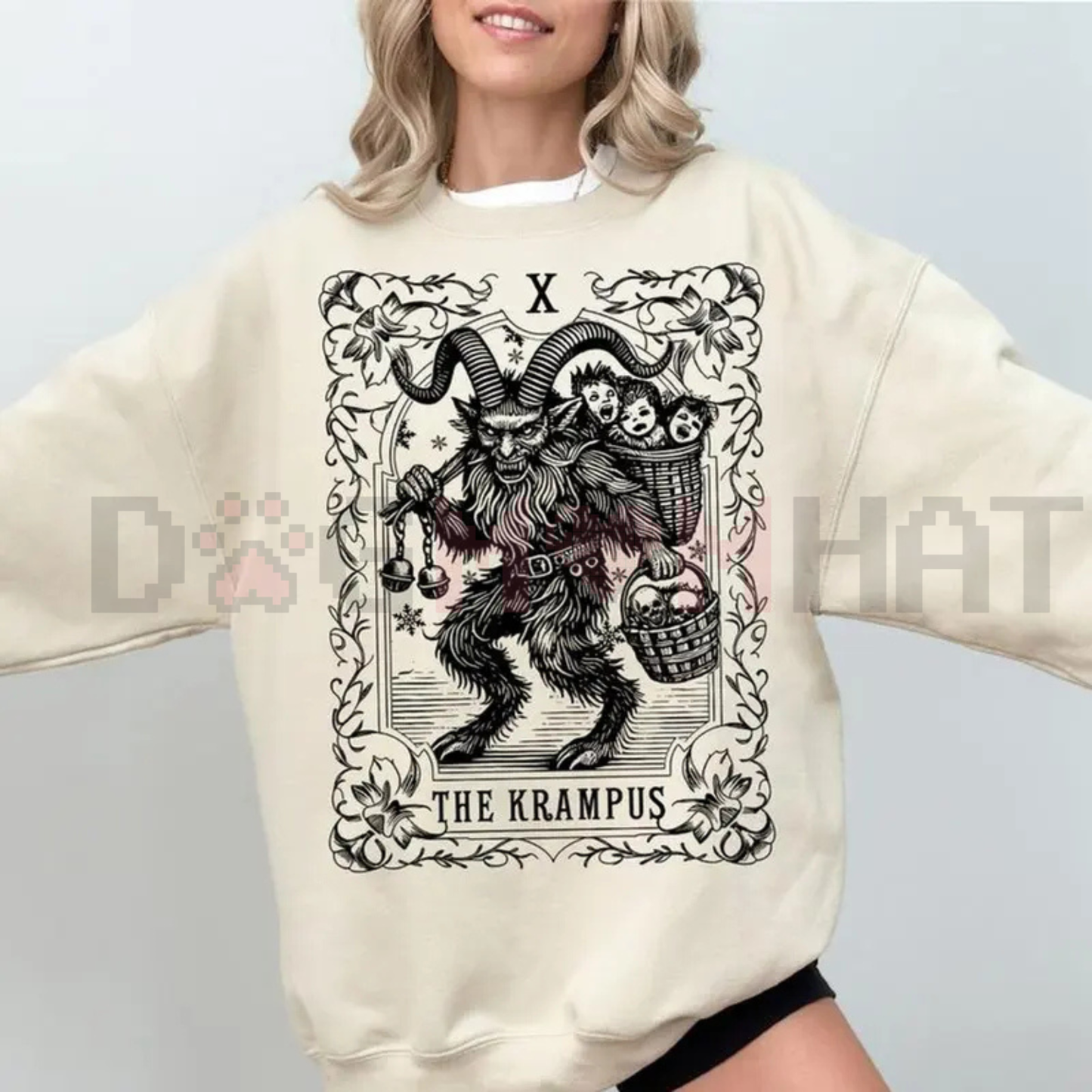 Krampus Tarot Card Goth Christmas Sweatshirt
