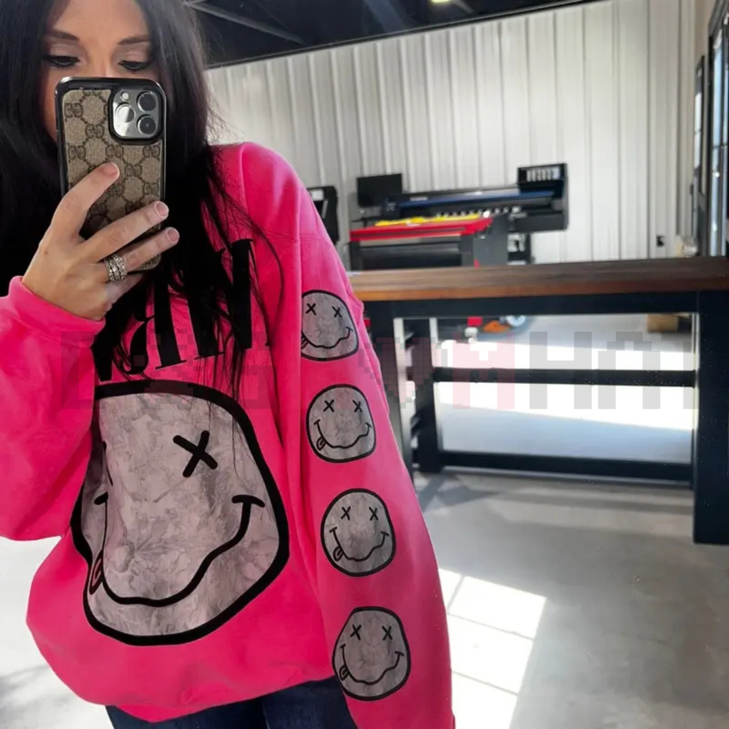 Edgy Monochromatic Urban Camo Crewneck