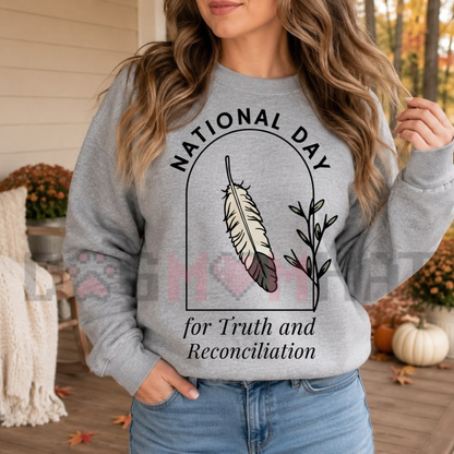 Orange Shirt Day Native Feather Truth and Reconciliation Graphic Sweatshirt