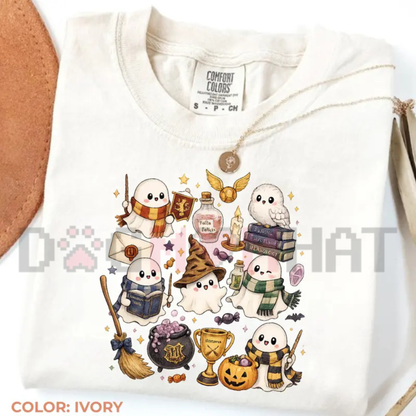 Magical Wizard Ghost Halloween T-Shirt – Spooky Fantasy Graphic Tee