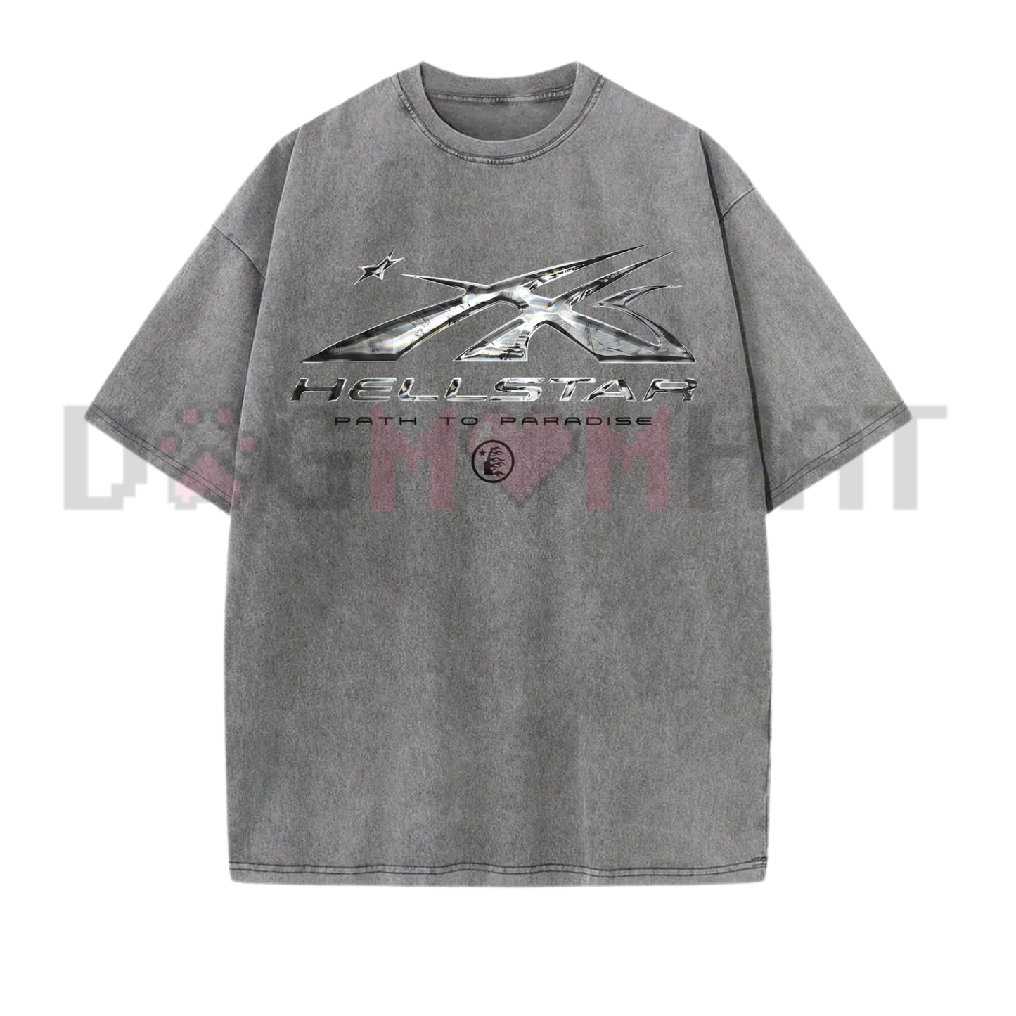 Celestial Flare Mineral Wash Tee - Retro Oversized Heavyweight Cotton Hellstar Graphic Streetwear Shirt