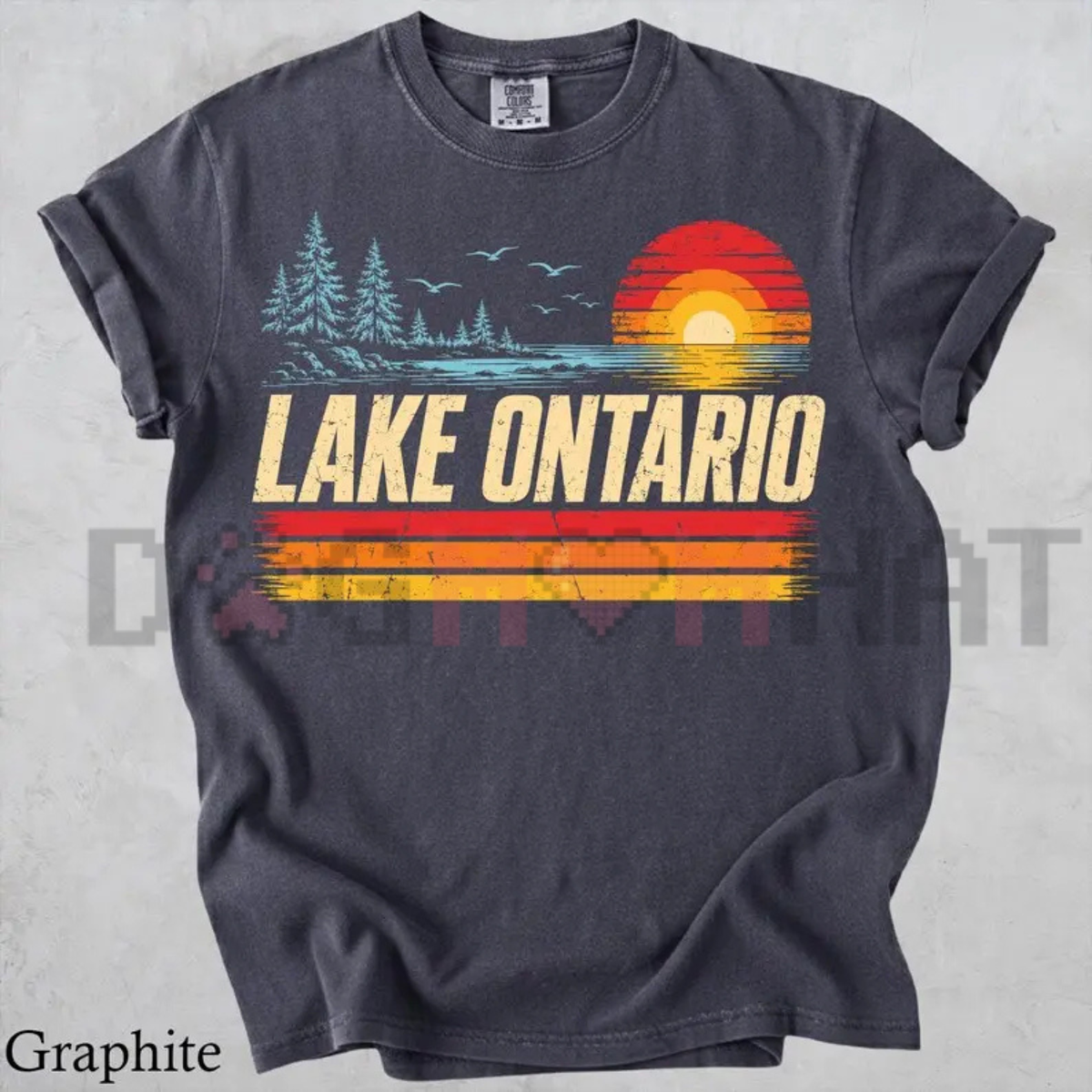 Comfort Colors® Lake Ontario Sunset T-Shirt - Retro Great Lakes Outdoor Graphic Tee