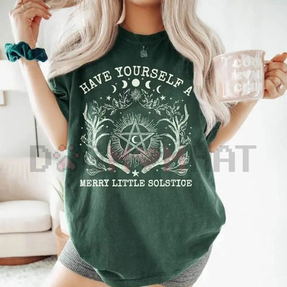 Pagan Yule Shirt – Comfort Colors® 'Merry Little Solstice' Festive Witchy Apparel