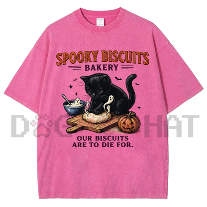 "Spooky Biscuits Black Cat" Halloween Graphic T-Shirt