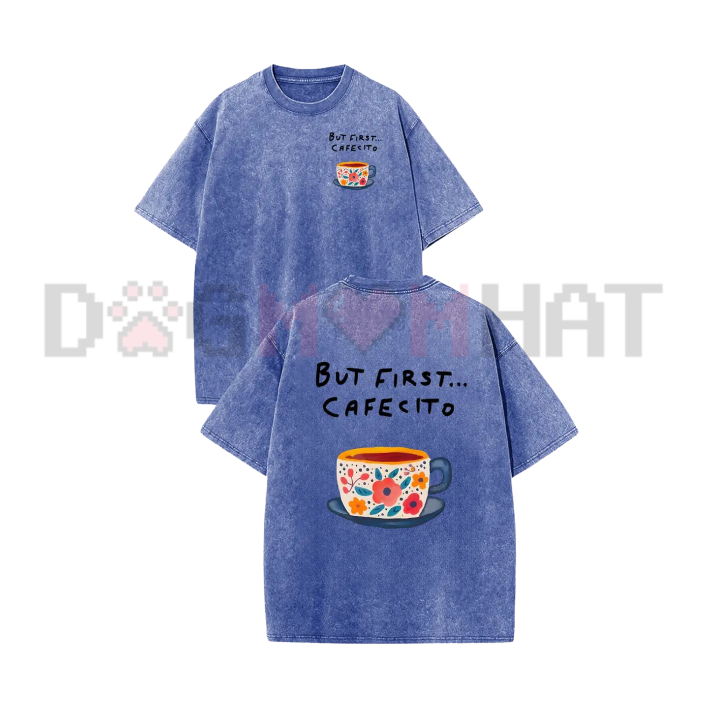 Thanksgiving Espresso Glow Vintage Acid Wash Tee - Casual Coffee Graphic Drop Shoulder Unisex Streetwear Shirt